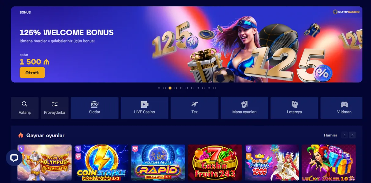 Olymp Casino online — slotlar, canlı kazino və idman mərcləri